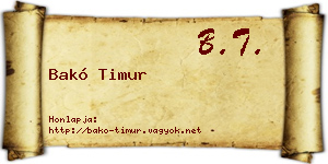 Bakó Timur névjegykártya
